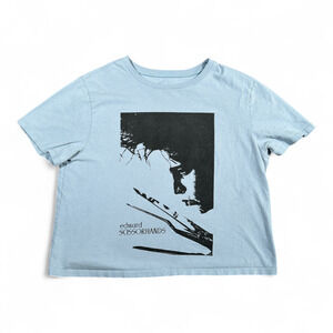 Edward Scissorhands Shirt Womens LARGE Blue Crop Top Goth Movie Tim Burton Retro